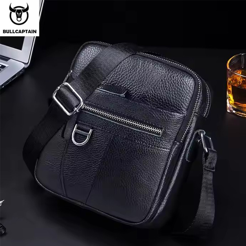 Leather Work Handbag - BULLCAPTAIN 남성용 가죽 메신저 백 레트로