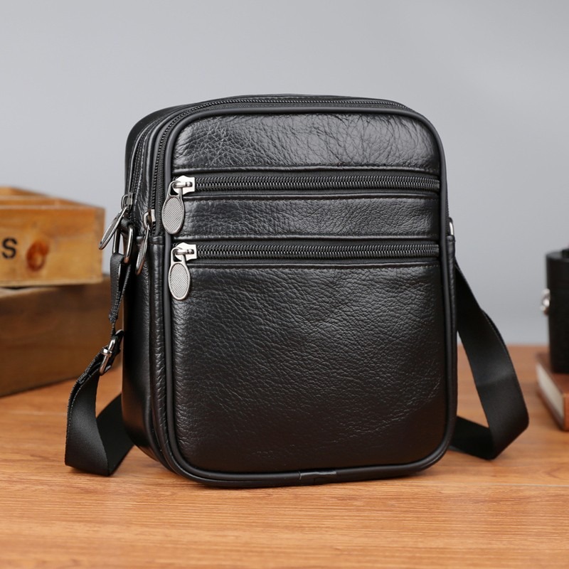Leather Work Handbag - 남성용 숄더 메신저 백 캐주얼 핸드백