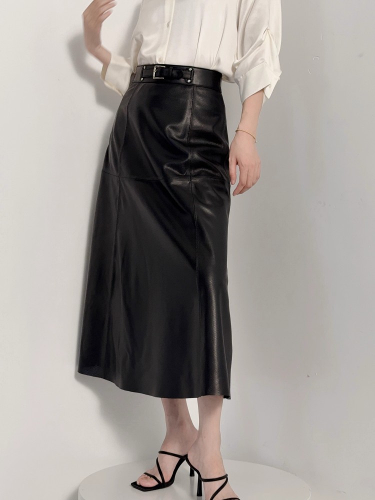 새로운 패션 여성용 속이 비치는 하이웨이스트 천연 가죽 - Leather Work Outfit 리뷰 및 가격
