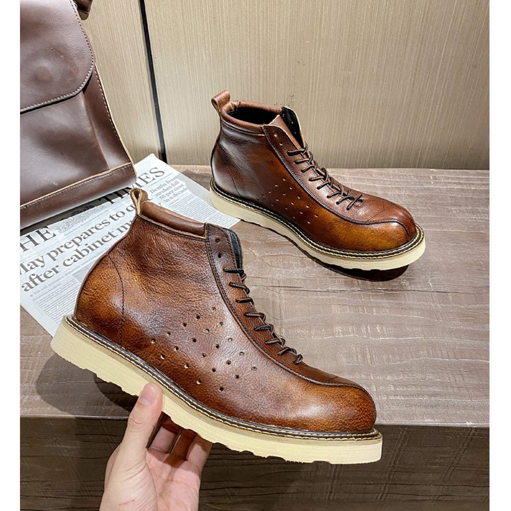 남성용 천연 가죽 첼시 부츠 영국 스타일 하이탑 가죽  - Leather Work Outfit 리뷰 및 가격