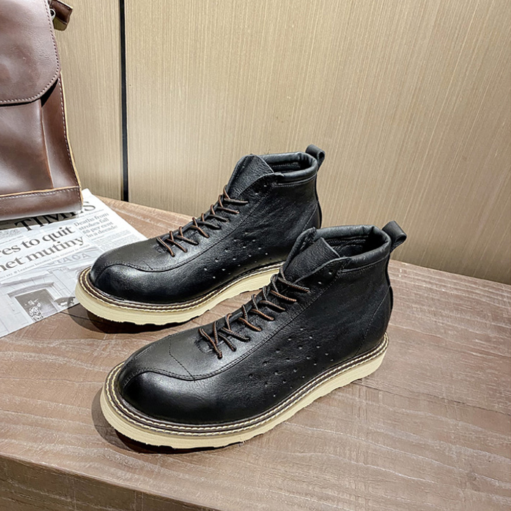 남성용 천연 가죽 첼시 부츠 영국 스타일 하이탑 가죽  - Leather Work Outfit 리뷰 및 가격