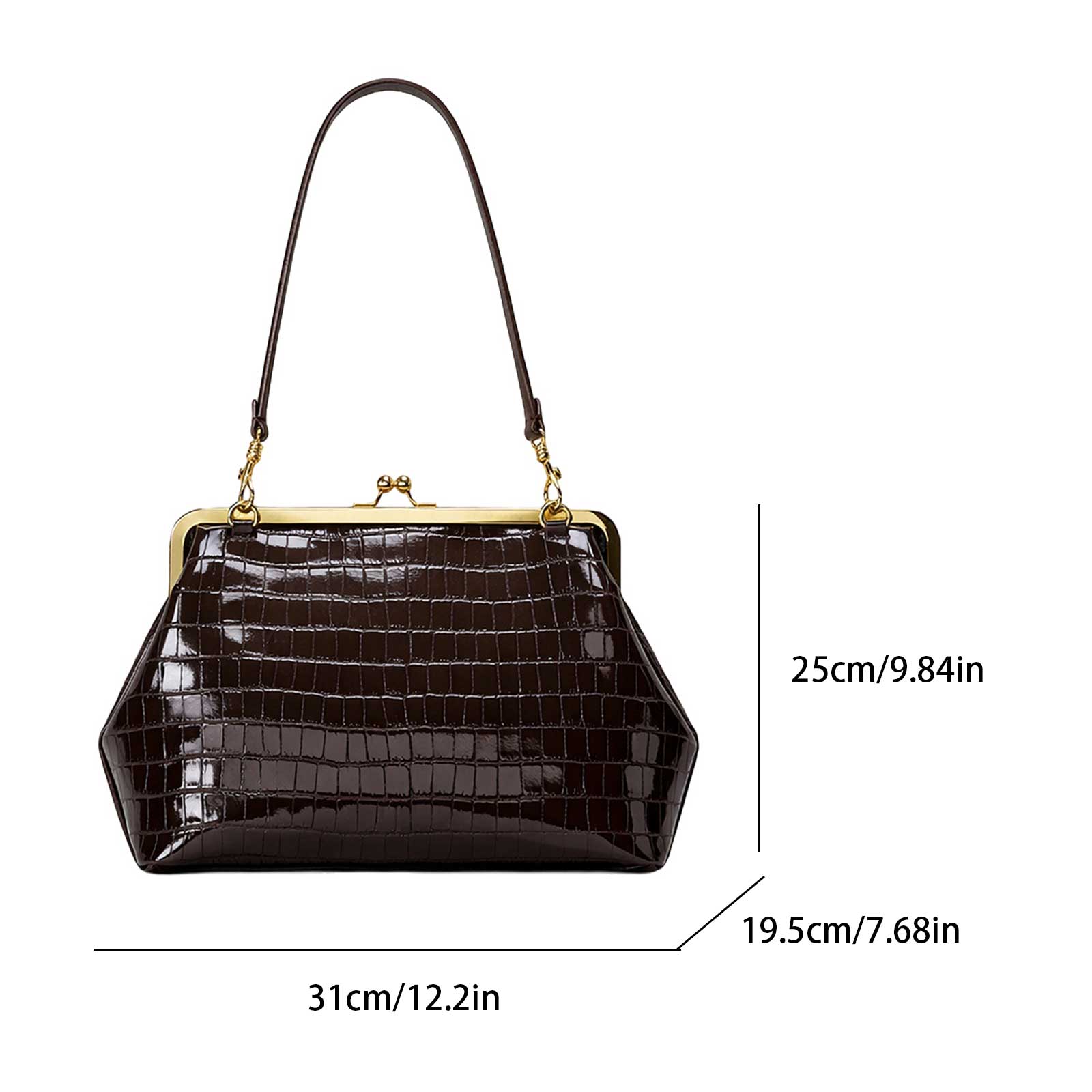 PU 가죽 키스락 백, 탈부착 가능한 스트랩 탑 핸들  - Leather Work Handbags For Women 리뷰 및 가격