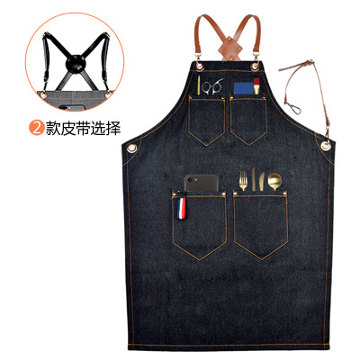 플로럴 PU 가죽 스트랩 데님 작업 앞치마 (바리스타, - Leatherwork Logo 리뷰 및 가격
