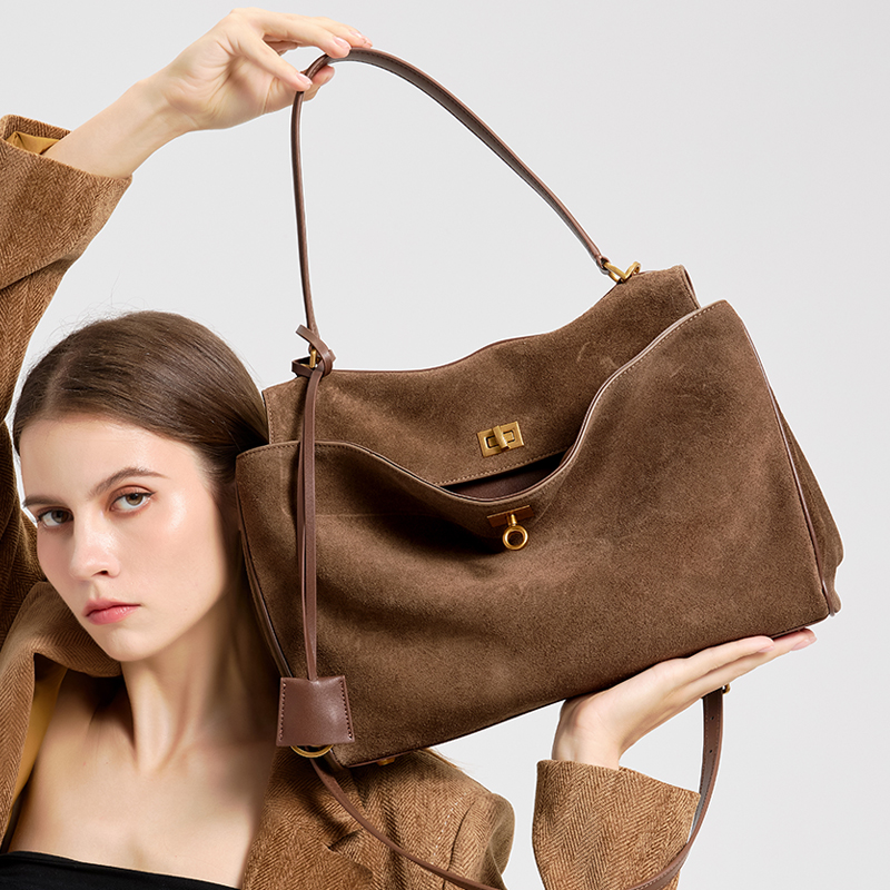 여성용 대용량 천연 가죽 가방 부드러운 스웨이드 핸드헬 - Leather Work Handbags For Women 리뷰 및 가격