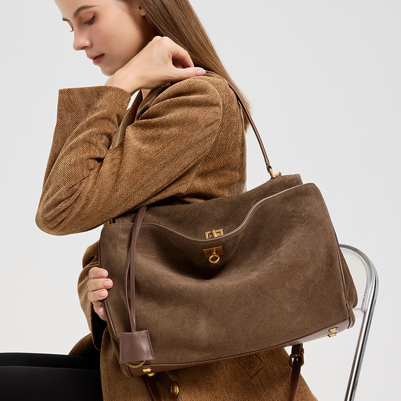 여성용 대용량 천연 가죽 가방 부드러운 스웨이드 핸드헬 - Leather Work Handbags For Women 리뷰 및 가격